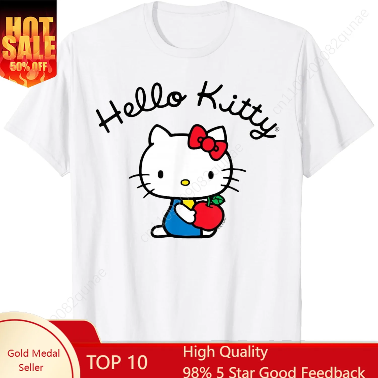 

Hello Kitty Retro Logo Tee Shirt T-Shirt Women Tshirt Female Short Sleeved