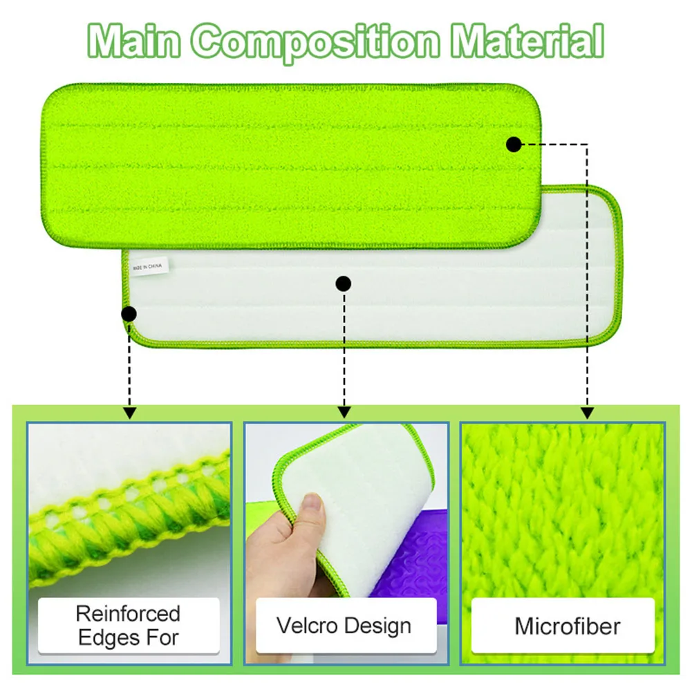 38x12cm Green Reusable Mop Pads For For PowerMop Replacement Spare Household Cleaning Home Appliance Parts