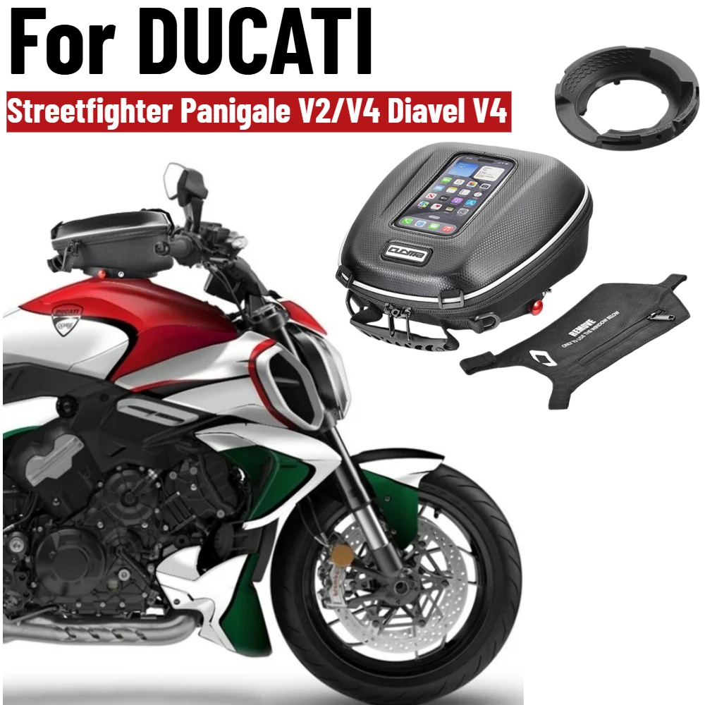 Tank Bag For DUCATI Streetfighter Panigale V2/V4 Diavel V4 Motorcycle Quick Lock Saddle Bags Ring Mount Fuel Top Case Flange