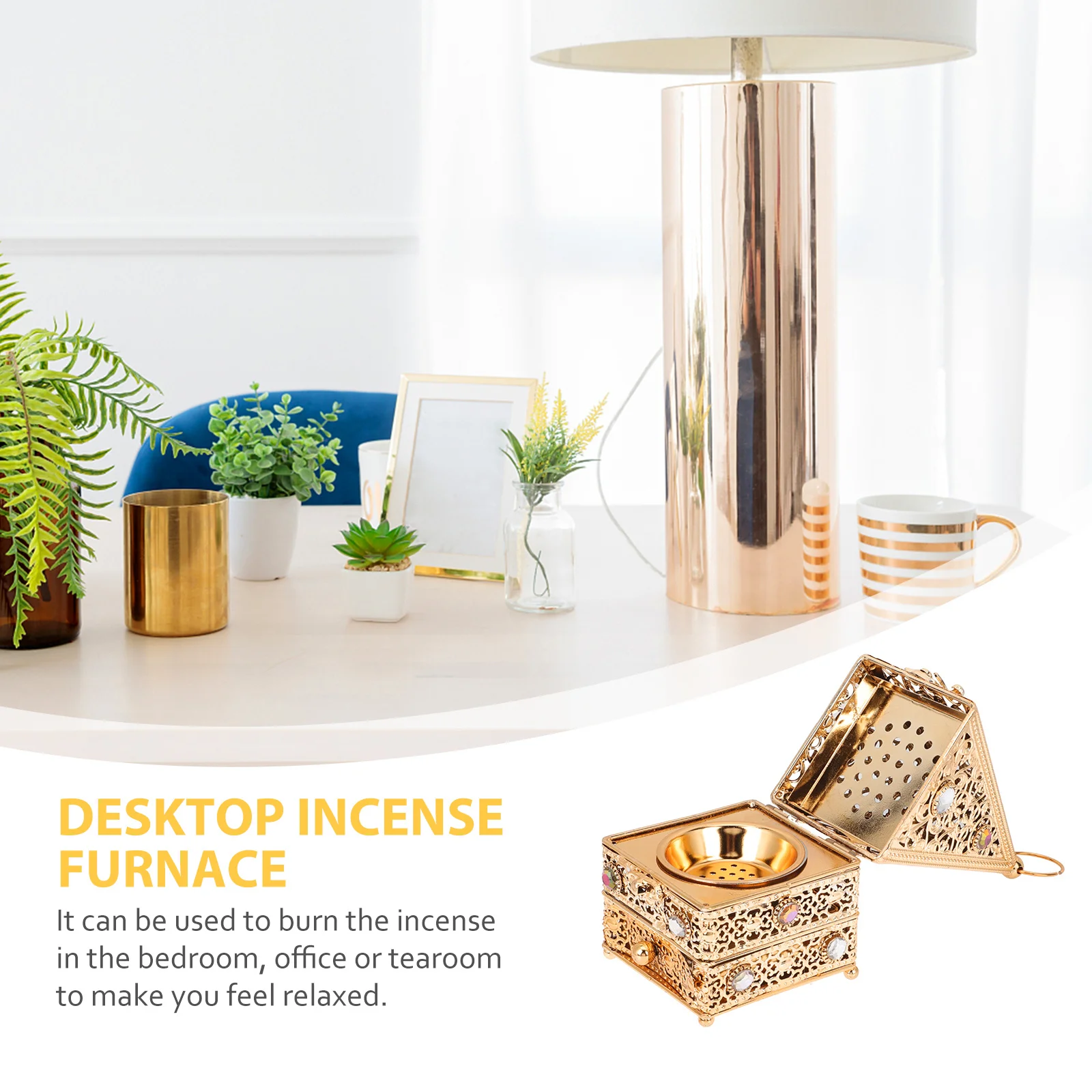 

Metal Incense Burner Arab Style Decorative Aroma Burner Relaxation Desktop Incense Furnace Cone Holder Censer Adornment