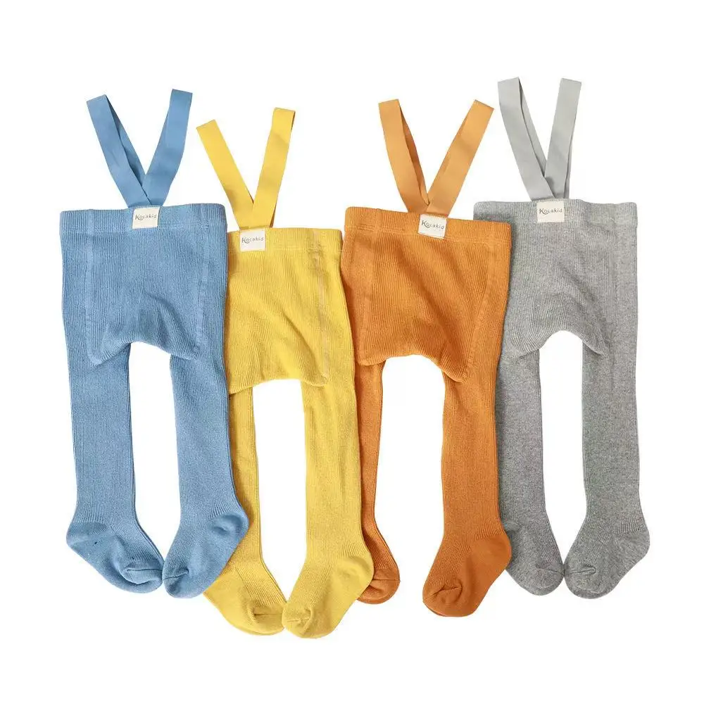 Wholesale Baby Girls Boys Tights Suspender Pantyhose Spring Autumn Cute Footed Stretch Overalls Stockings Infant Leggings