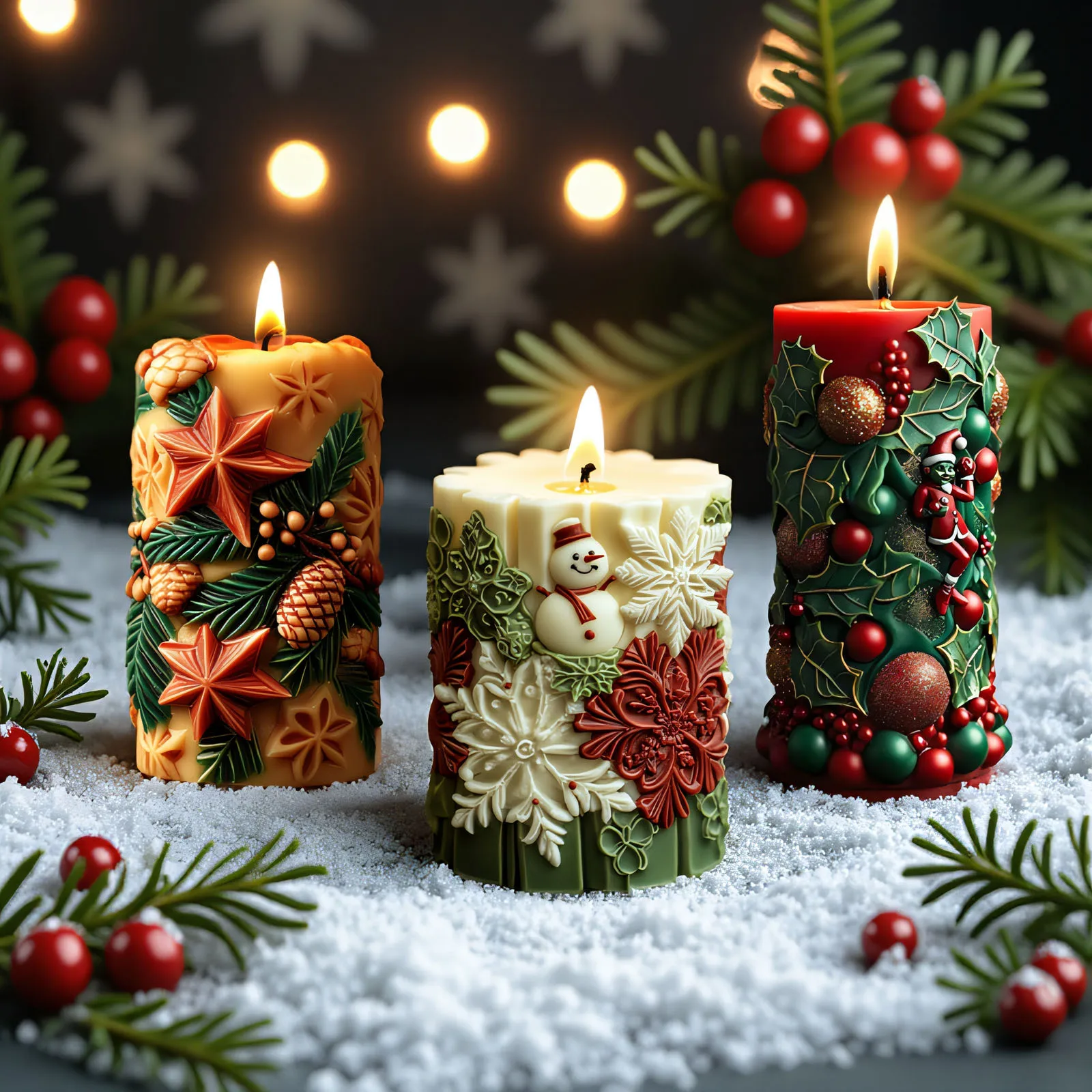 

Christmas Santa Cylinder Candle Silicone Molds DIY Xmas Snowman Pine Tree Handmade Soap Silicone Mold Ornament Plaster Tool