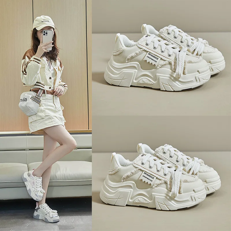 

Новая женская обувь, весна 2024, обувь для скейтборда, студенческие спортивные кроссовки, повседневная обувь, обувь на платформе, увеличивающая доска на плоской подошве, уличная обувь