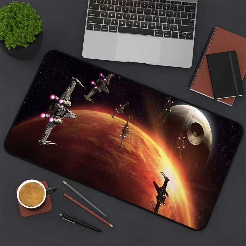 Space Combat Gaming Mouse Pad XXL Rubber Anti-slip Anime Gamer Keyboard Office Home Desk Mats Galaxy Battleship Large Table Mat