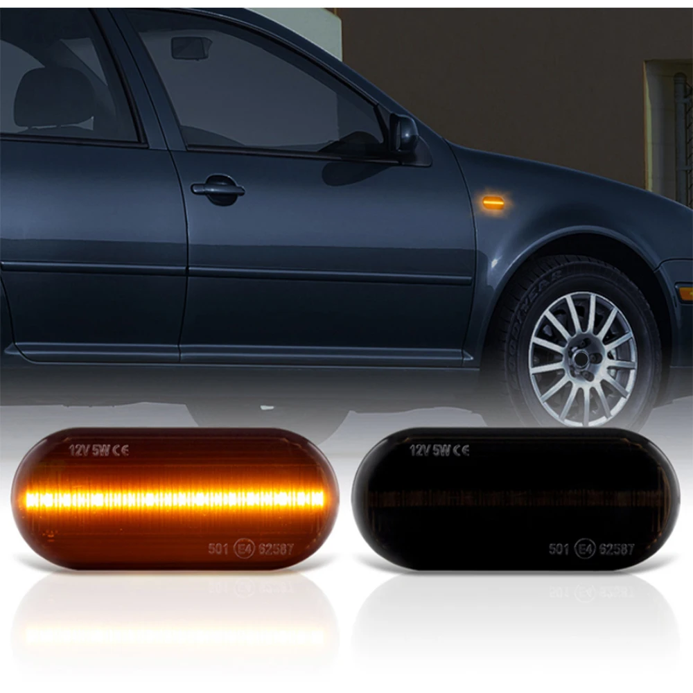 

2pcs Euro Style Smoked Lens Amber LED Side Marker Lights For Volkswagen MK4 Golf Jetta Bora Polo Passat Or Beetle