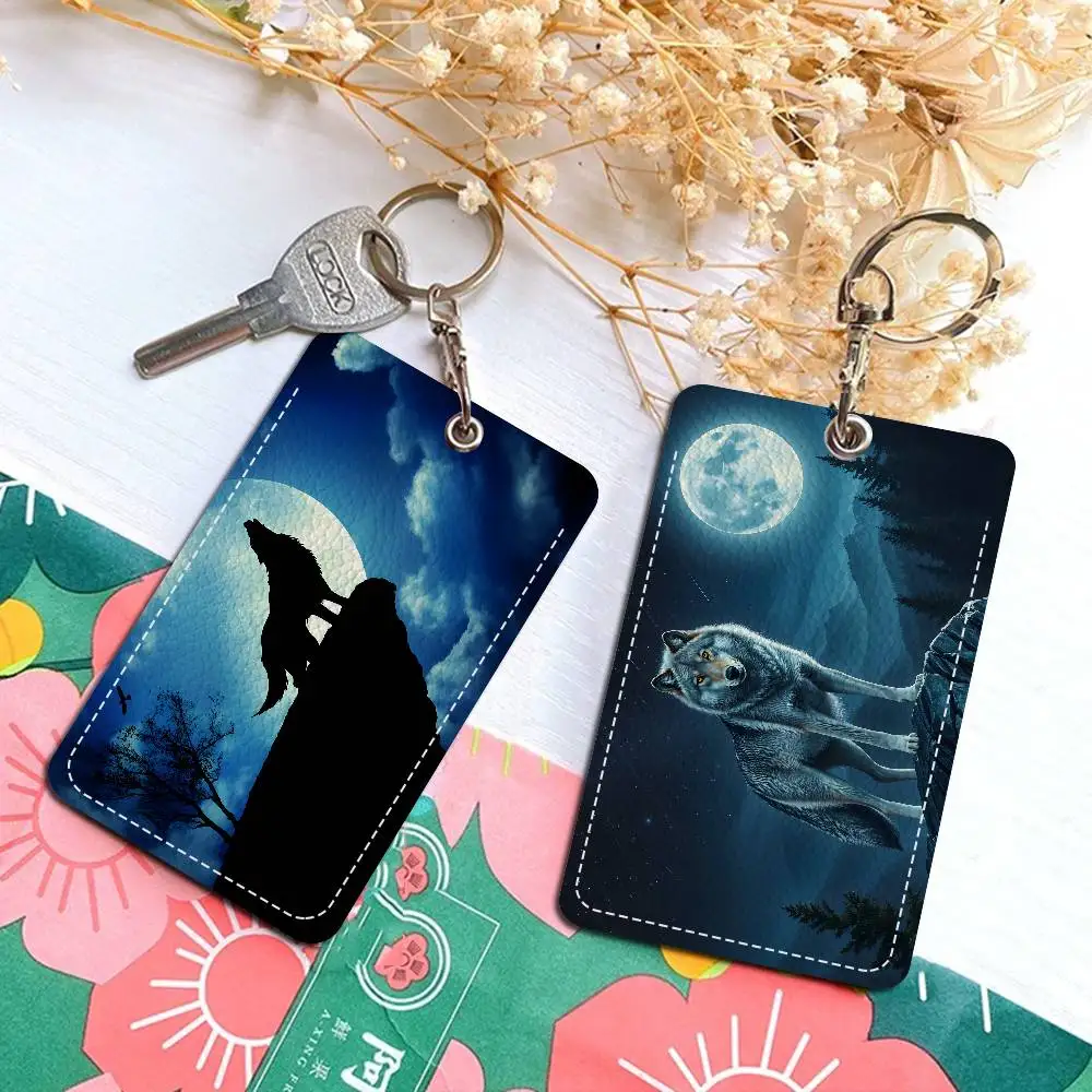 

Snow Wolf Cartoon Card Keychain Anime Fashion Pendant Bag ID Door Card Case Bus Card Cute Adult Birthday Gift