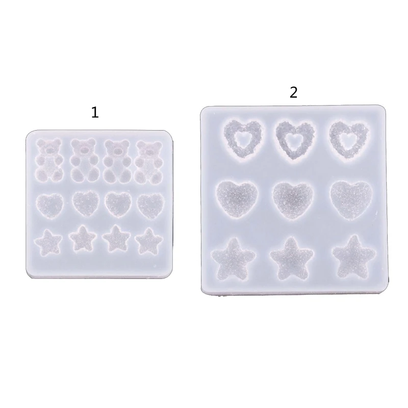 Creative Hairpin Resin Molds Cartoon Bear Star Heart Shaped Epoxy Mold DIY Craft Mould Hair Clip Silicone Mold for Women