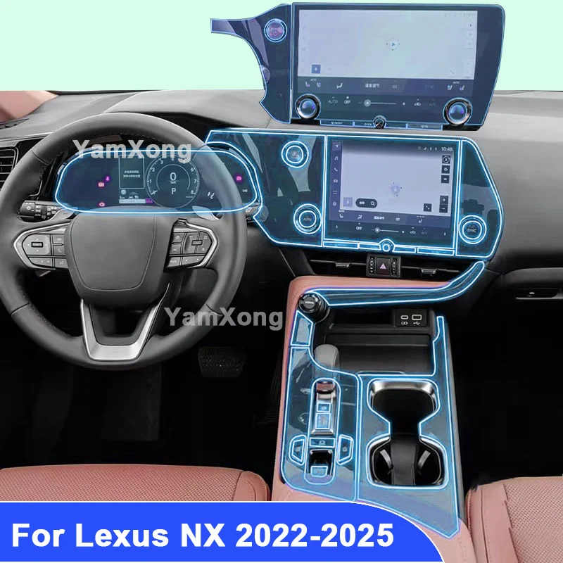 

For Lexus NX 2022-2025 Car Interior Gear panel Sticker Dashboard GPS Navigation Screen Transparent TPU Protective Car Film