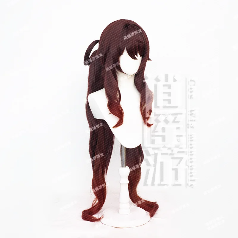 لعبة Genshin تأثير Hutao شعر مستعار تأثيري 95 سنتيمتر الشعر الطويل البني التدرج مقاومة للحرارة الشعر الاصطناعية هالوين تأثيري الباروكات + غطاء شعر مستعار #2