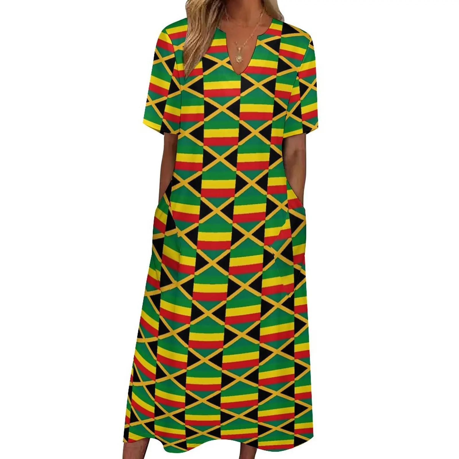 Jamaica Vlag Jurk Zomer Vlag Van Reggae Koreaanse Mode Boho Strand Lange Jurken Vrouwen Ontwerp Trendy Maxi Jurk Grote Maat 4xl