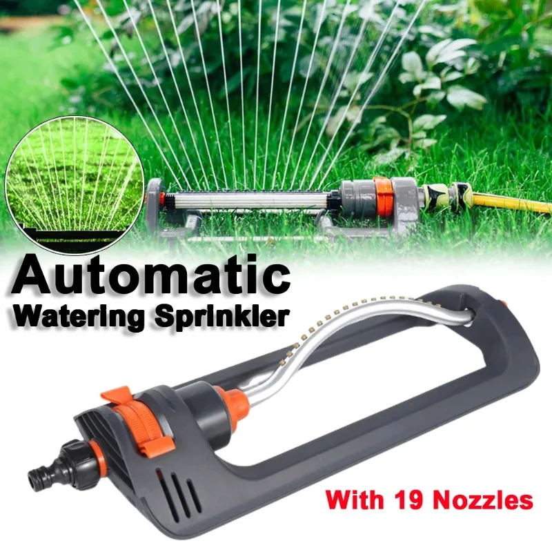 

Oscillating Sprinkler Automatic 19 Nozzle Oscillating Lawn Sprinkler Plastic Base Adjustable Range 4 Modes for Field Cooling