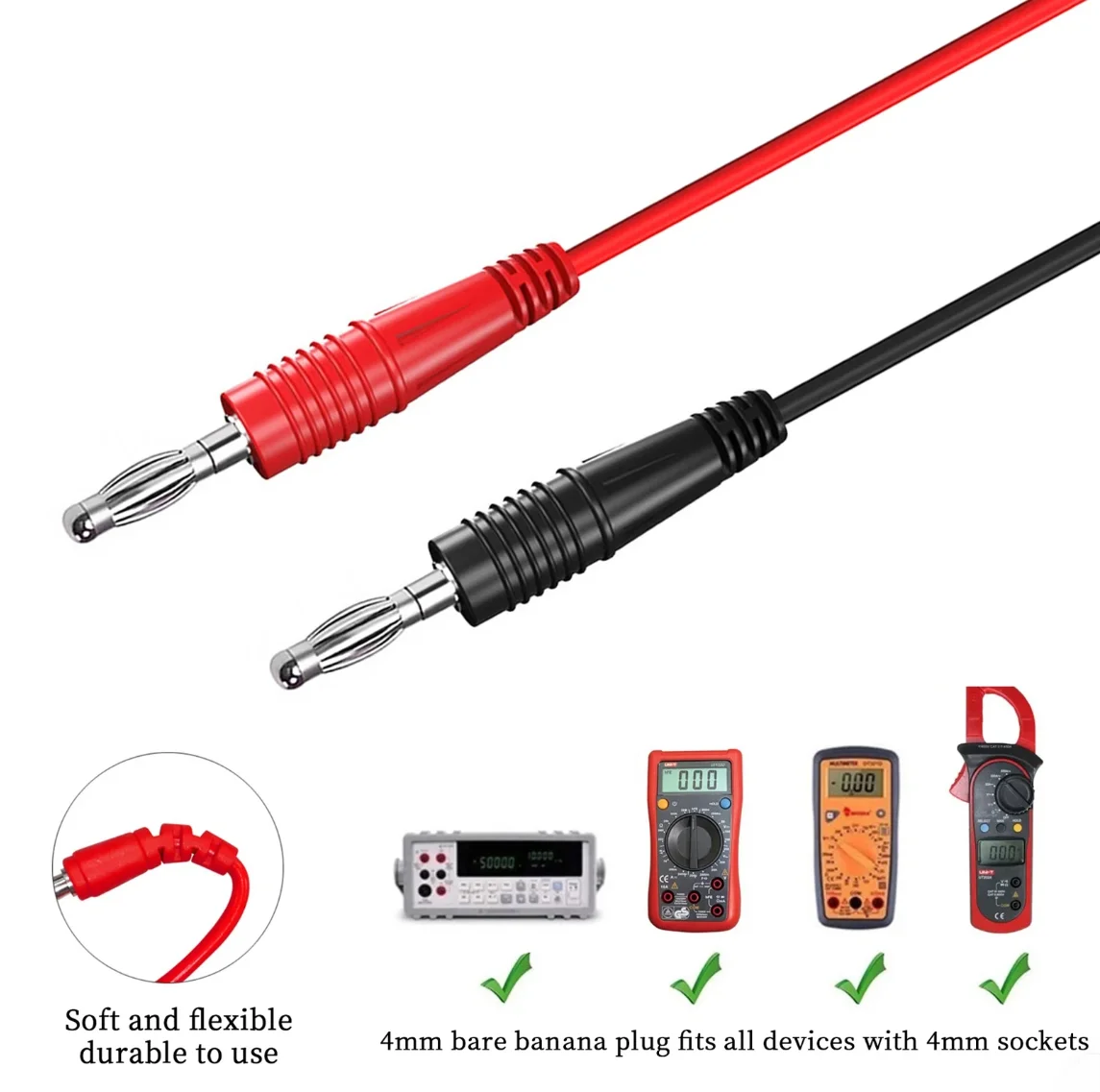 Multimeter test lead kit digital electrical test probe with crocodile clip test probe wire inserted back into probe pin