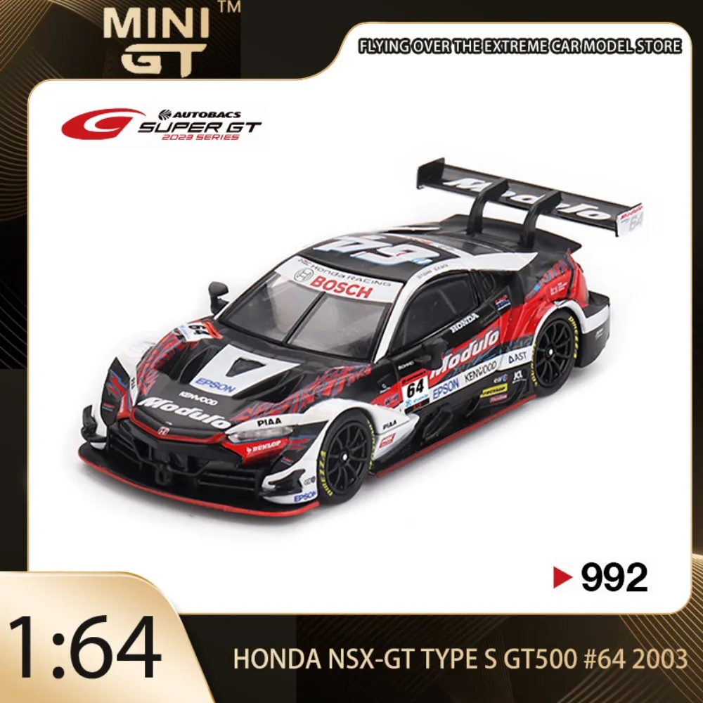 

MINIGT 1:64 Honda NSX-GT Type S GT500 #64 2003 MGT00992-BL Alloy Premium Diecast Vehicle Model Toys Collectible Display Piece