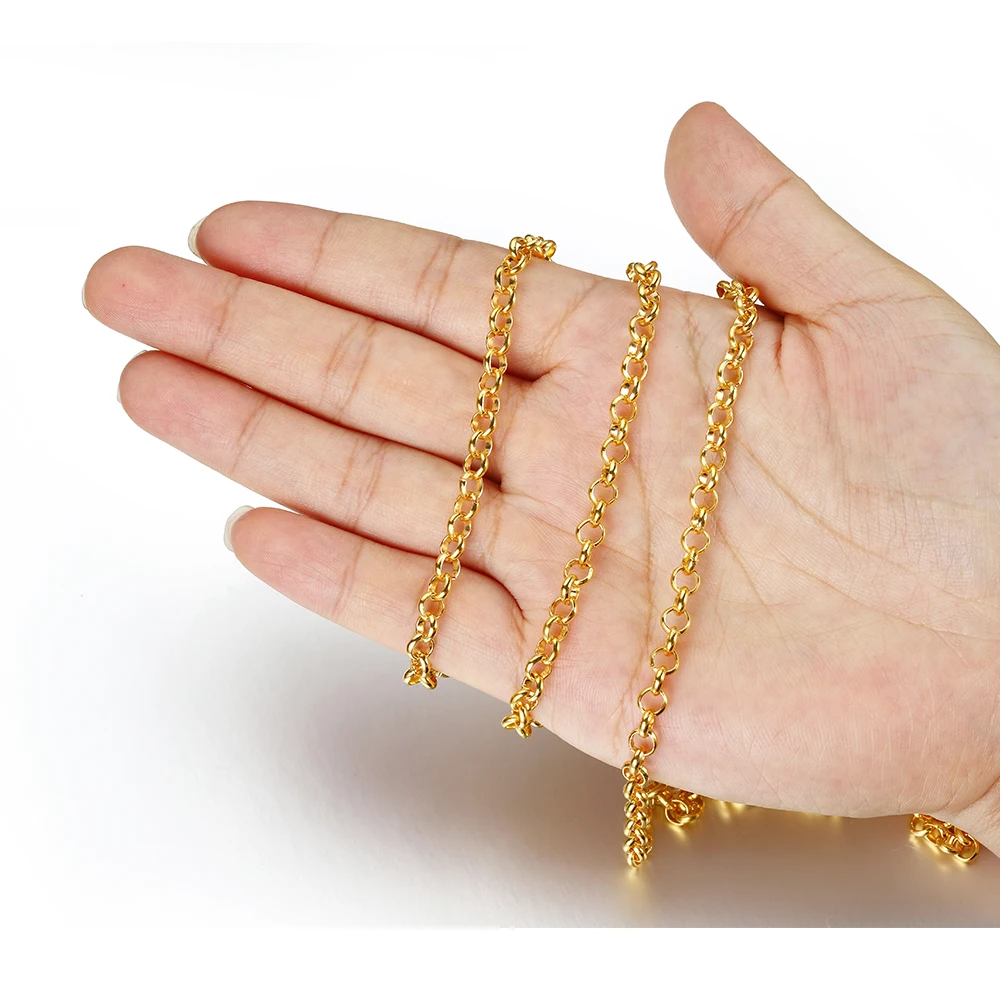 1 Meter 2 Meter geprägte O-Form Halskette Ketten Kupfer Armband Kabel Link Bulk Offene Ringketten für DIY Schmuckherstellung – Detail 14