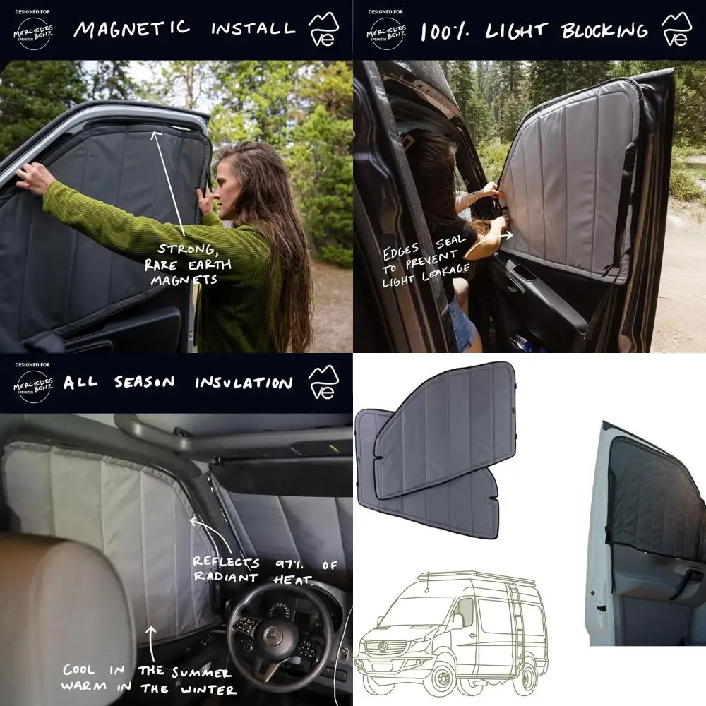 

Магнитно-изолированные затемняющие оконные чехлы для передних дверей фургона, модели 2019 тока, темно-серый