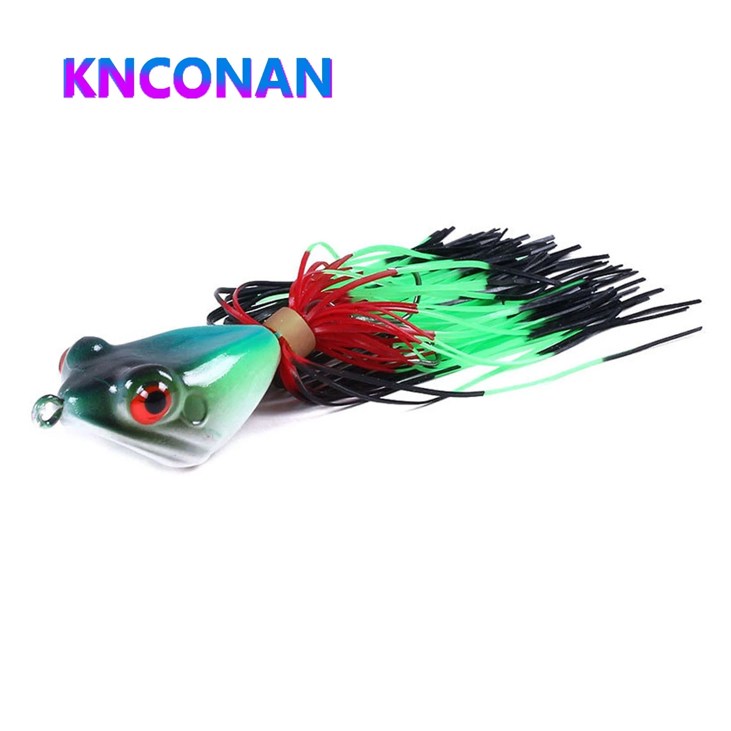 

KNCONAN 100mm 9g Frog Plastic Fishing Hard Bait Popper Frog Lure Water Artificial Wobbler Bait with Tassel-Tailed Bass Pike