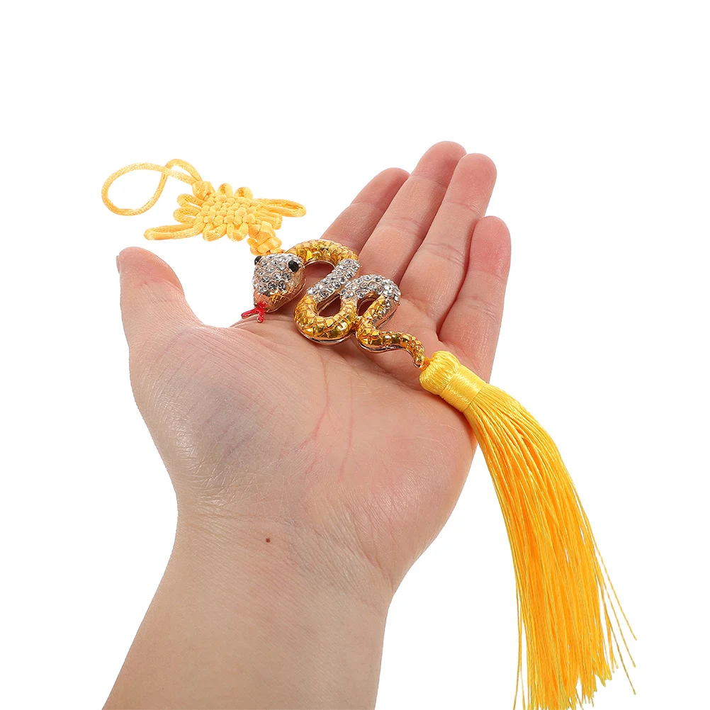 

2Pcs Snake Charm Car Pendant Chinese Tassel Rearview Mirror Hanging naments Alloy Decorations New Year Accessories Car Interior