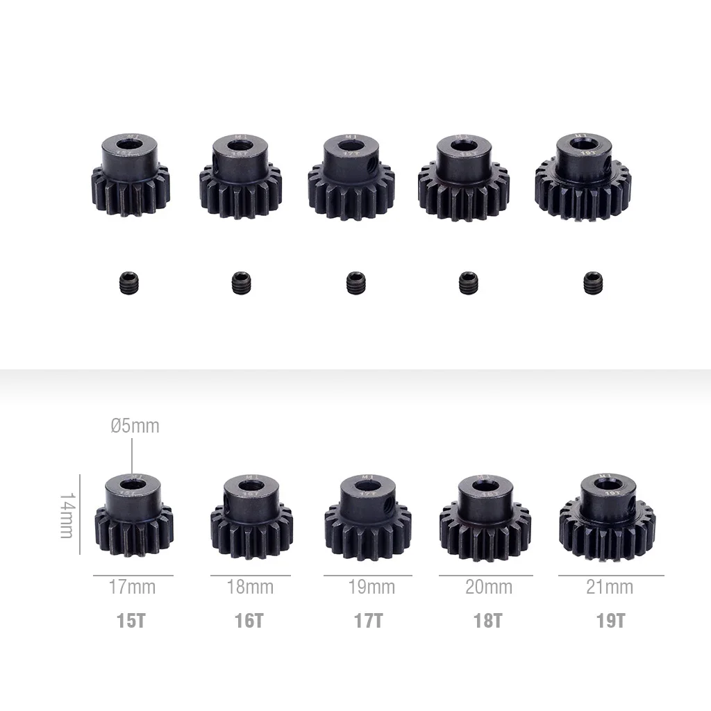 SURPASS HOBBY 5PCS M1 pignone in metallo con ingranaggio motore 3 pezzi in acciaio per 1/8 1/10 RC auto 5mm albero motore Monster Truck Arrma Traxxas HSP