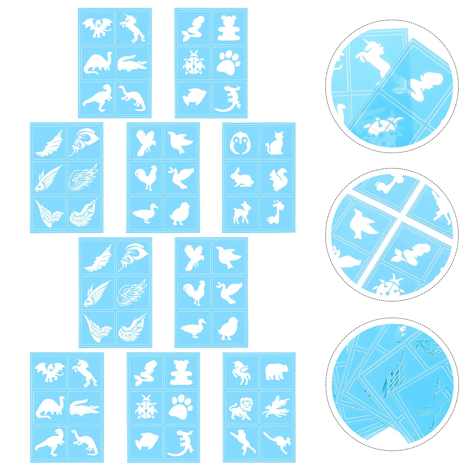 

10Pcs Face Tattoo Stencils Smooth Surface Reusable Paint Stencils for DIY Crafts Face Paint Glitter Templates Art Patterns