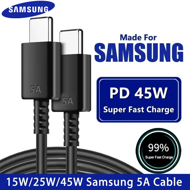 45W 25W Samsung Original Usb Type C Cable 5A PD Kable Fast Charging For Galaxy S26 S25 S24 S23 S22 Ultra Note 20 Tab S11 Z Fold7