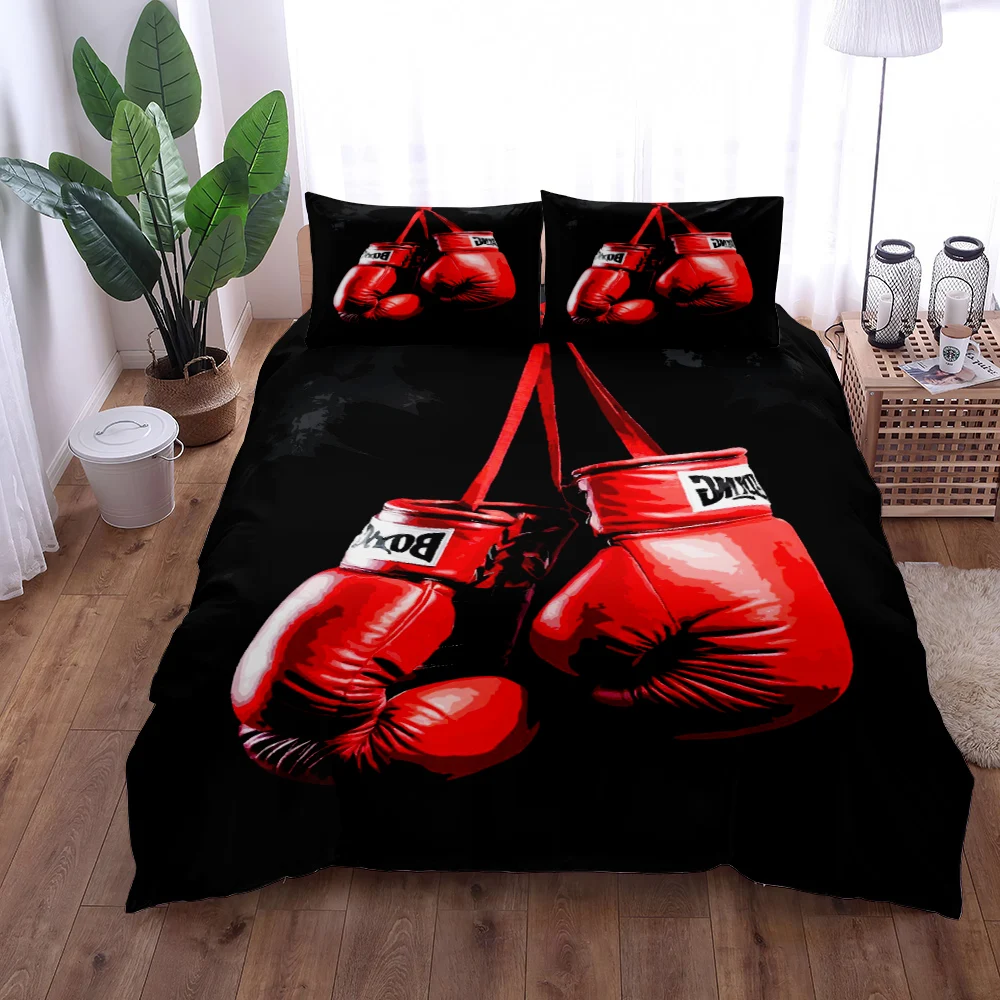 Boxing Gloves Sports Duvet Cover Set,Single Double Full Queen King Sports Quilt Cover