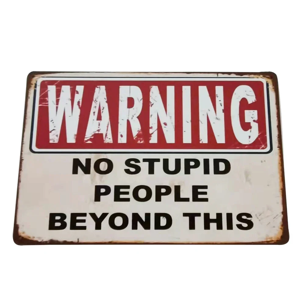 Warning No Stupid Person Not To Exceed This Tin Mark 20x30cm Strip Metal Sign To Decorate The Man-made Yard Without Intruding