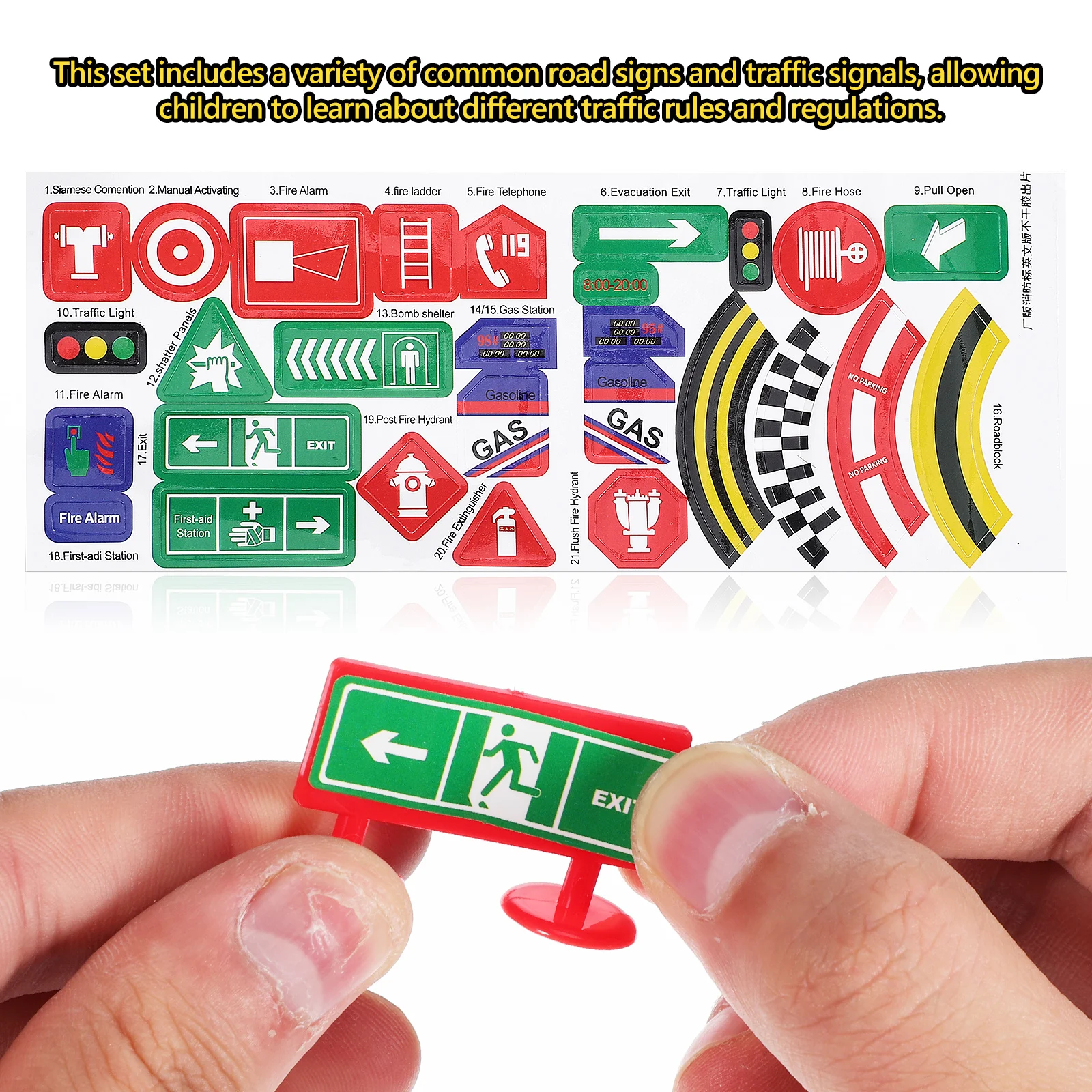 

28 pcs Mini Traffic Signs Set Realistic Road Cones Street Sign Pvc Educational Early Learning For Kids Safety Awareness Traffic