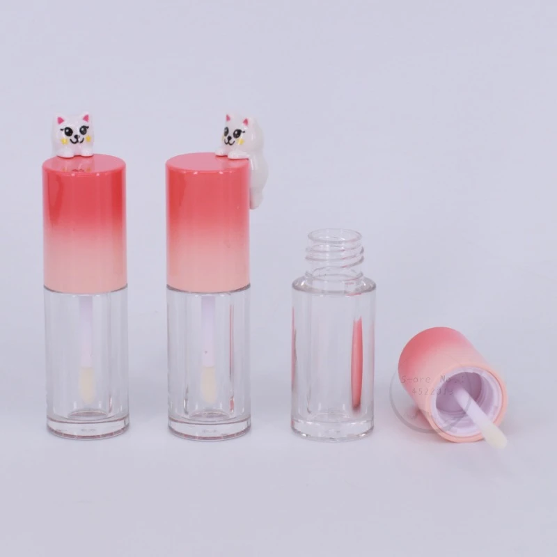 

50pcs 4ml Wholesale Cartoon Kitty Cap Liquid Eyeshadow Tools Cosmetic Doe Foot on Lip Stick Lip Balm Containers Lip gloss tubes