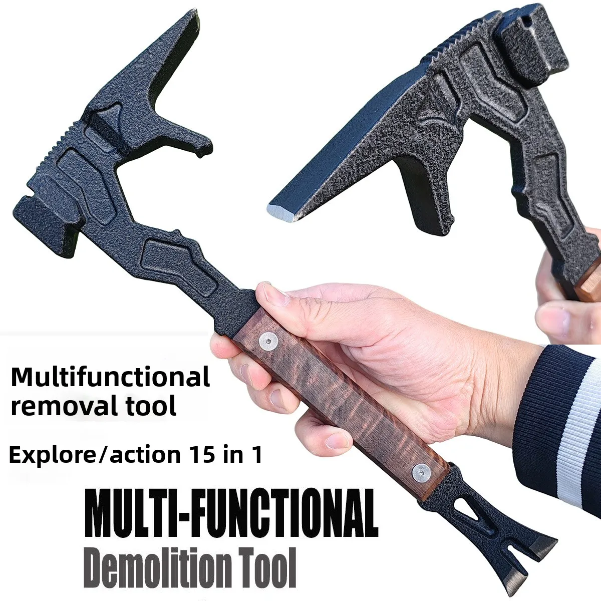 Home and Outdoor Multifunctional Hammer, Nail Lifter Crowbar, Fire Breaking Tool Demolition Tool
