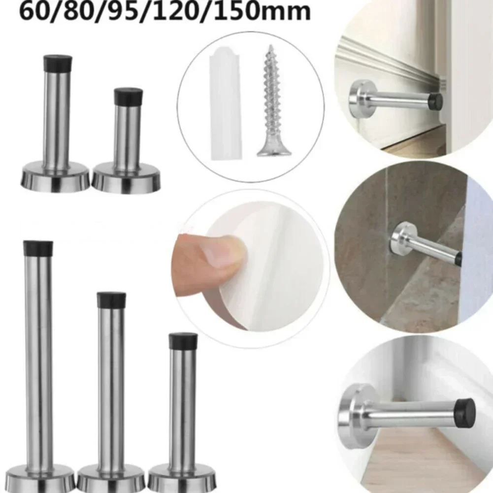 Stainless Steel Rubber Catch Door Home Bedroom Toilet Doorstop Stopper With Fittings Buffer Stop Holder Mounted Protector Home