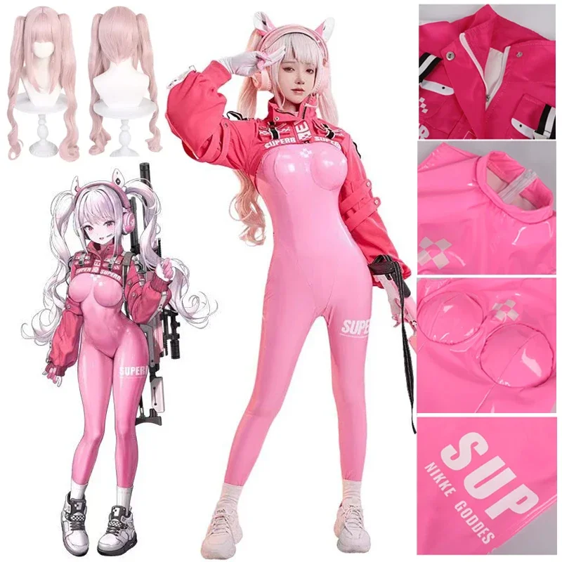 نيكي أليس تأثيري حلي ارتداءها آلهة النصر قفازات الأذن شعر مستعار اللاتكس القط دعوى بذلة سترة كاملة هالوين النساء