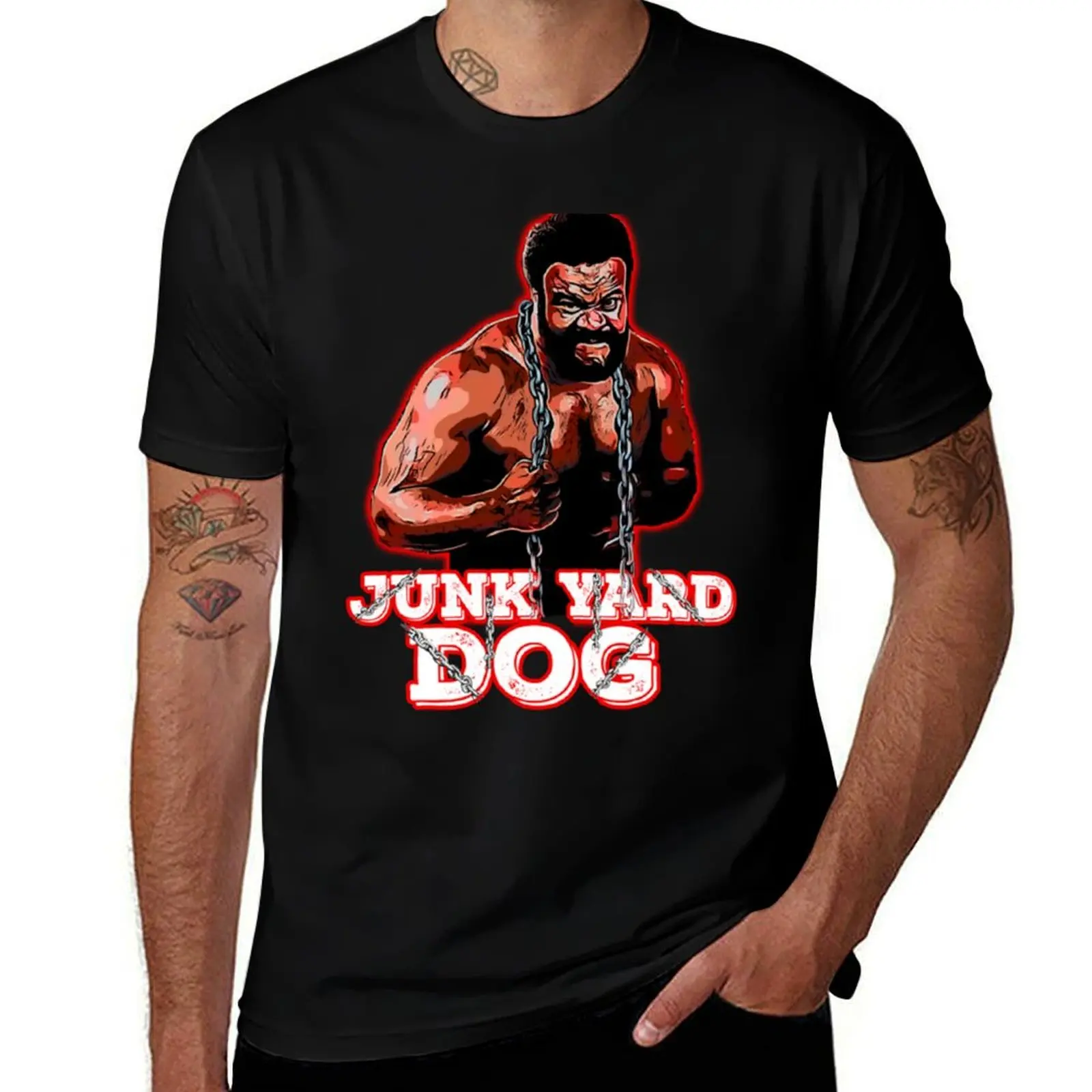

JunkYard man t high Wrestling man graphic shirts Vintage Mid-South Dogs cotton T-Shirt quality shirt t