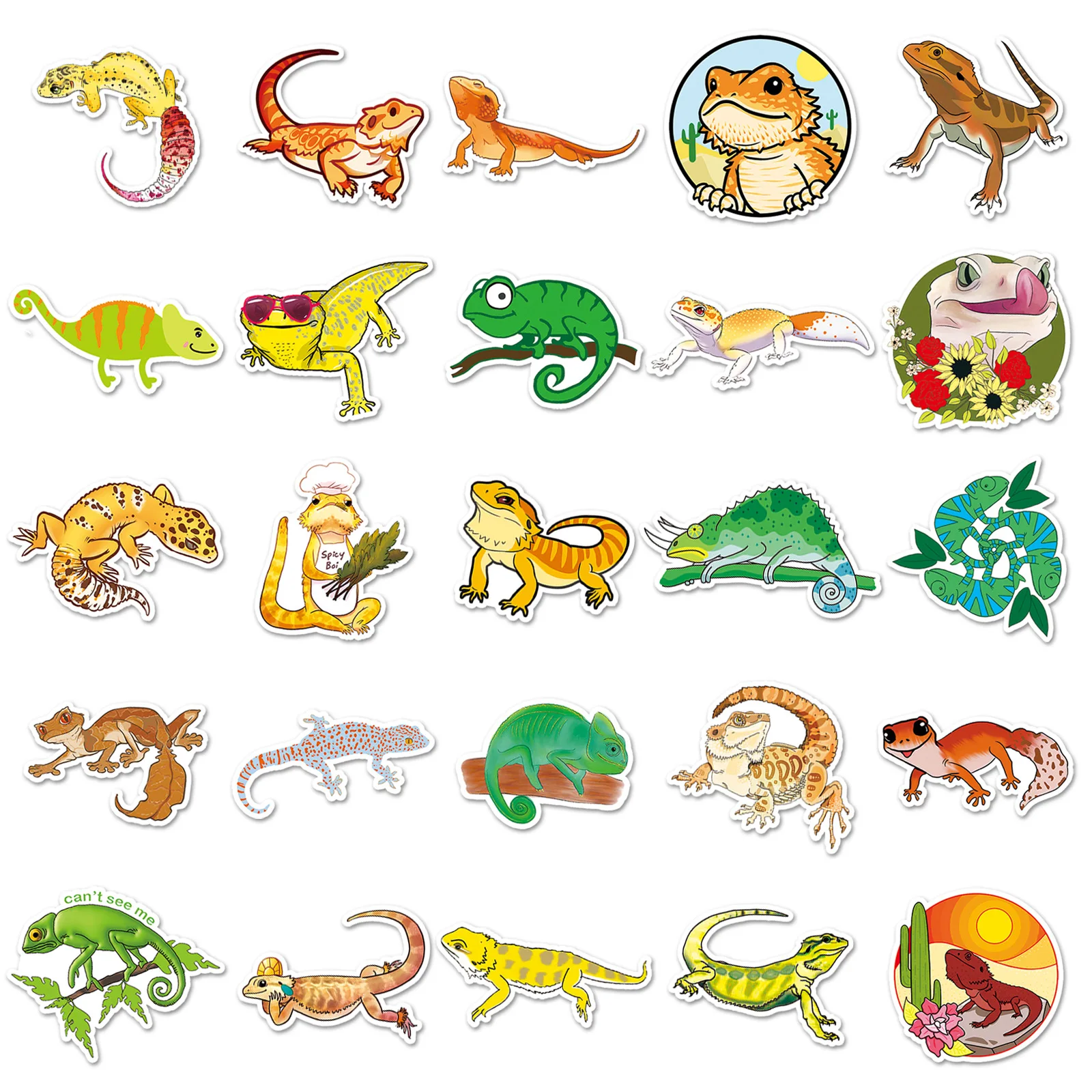 10/30/50PCS Cartoon Reptile Lizard Stickers Waterproof PVC Graffiti Decals DIY Laptop Phone Luggage Suitcase Sticker Toys Gift