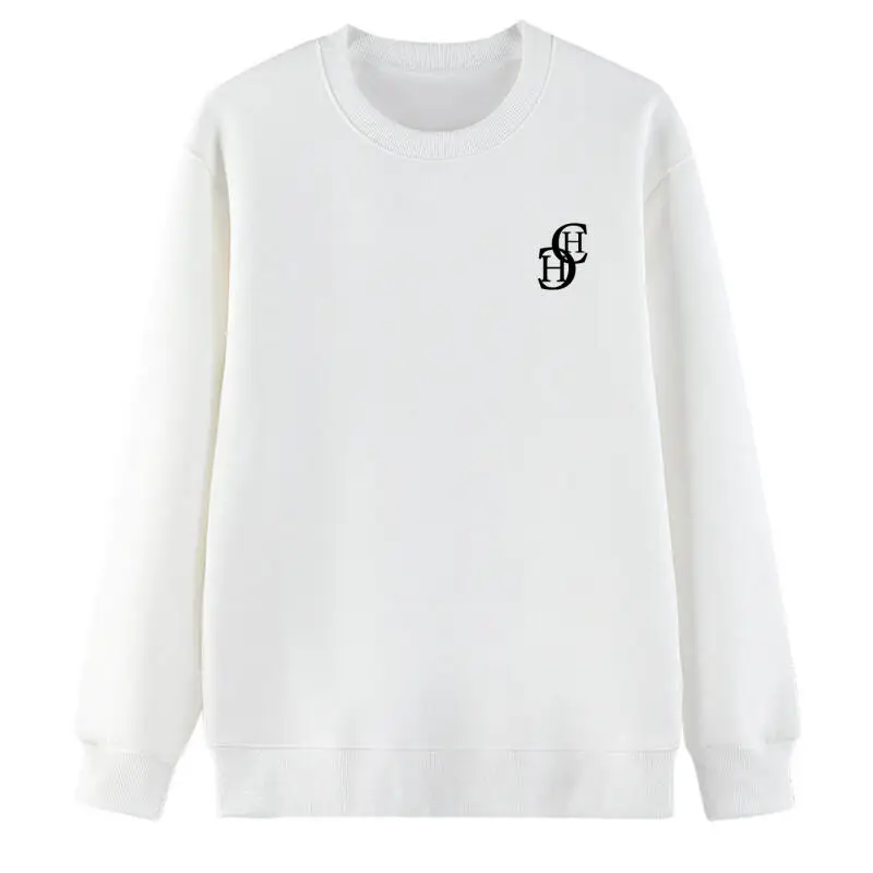 CH 左胸アーティスティックプリントスウェットシャツ マルチカラー選択 ルーズフィット ラウンドネック ユニセックス カジュアルトップ 日常着に