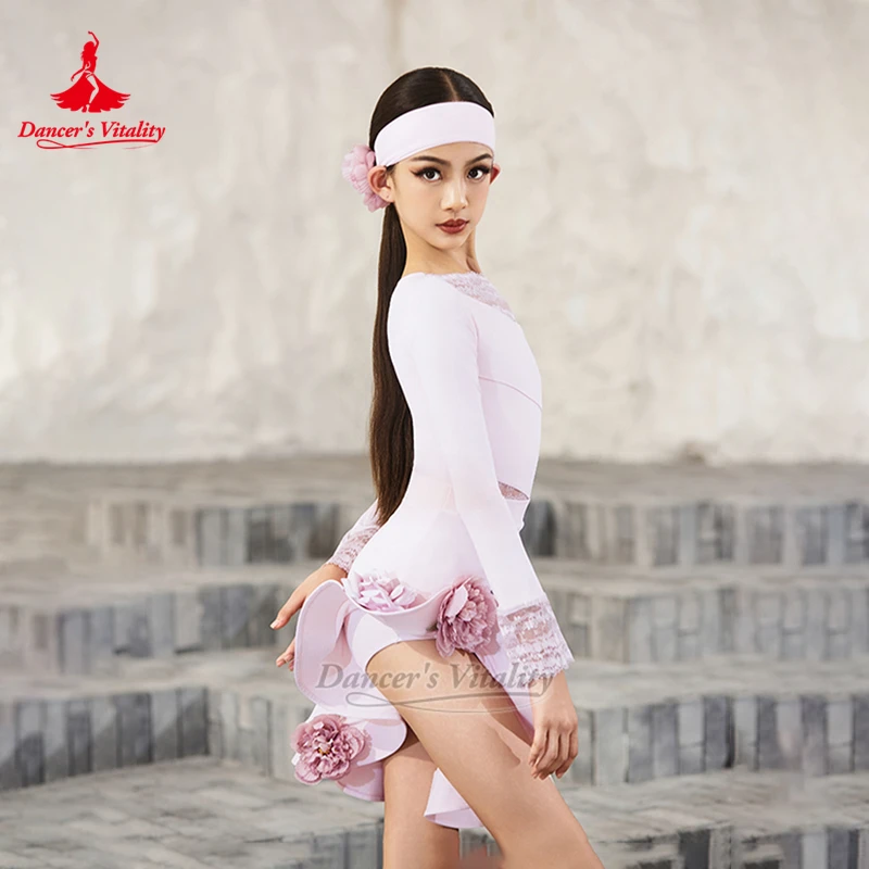 الرقص اللاتيني الدانتيل شبكة الربط ممارسة زي المراهقين تشاتشا سامبا جيف الزهور الديكور التدريب مجموعات حيوية الراقصة