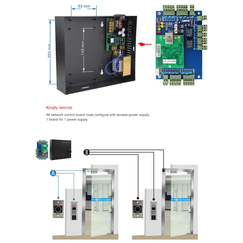 

T24C TCP/IP Wiegand 26 Network Entry Access Control Panel For Solutions Access System With Software