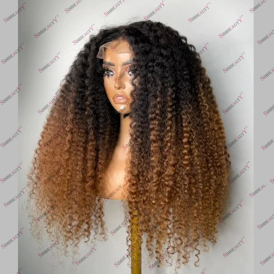 

1B/30 Afro Curly Human Hair Lace Front Wig High Dense Human Hair Remy Indian 13x6 Lace Front Wig for Black Women Ombre Color Wig