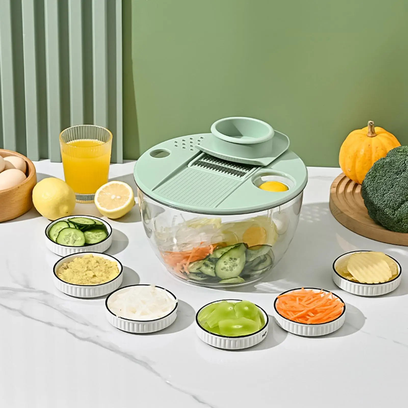 

Salad Spinner Vegetable Dryer Grater Slicer Multifunctional Kitchen Dryer Colander Grater Wash Bowl for Cucumber Ginger Garlic