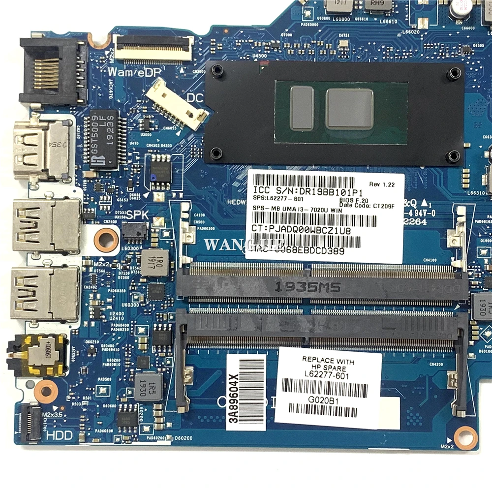 Imagem -04 - Placa-mãe Portátil Remodelado para hp Mainboard hp 360 g4 14-cf I37020u L62277601 L62277001 L62277501 6050a2992901 100 de Trabalho