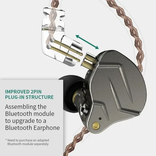 Imagen 2 del producto Auriculares KZ ZSN Pro IEM, controlador híbrido dinámico, auriculares con Cable de armadura equilibrada, Cable desmontable, auriculares estéreo HiFi para videojuegos con graves