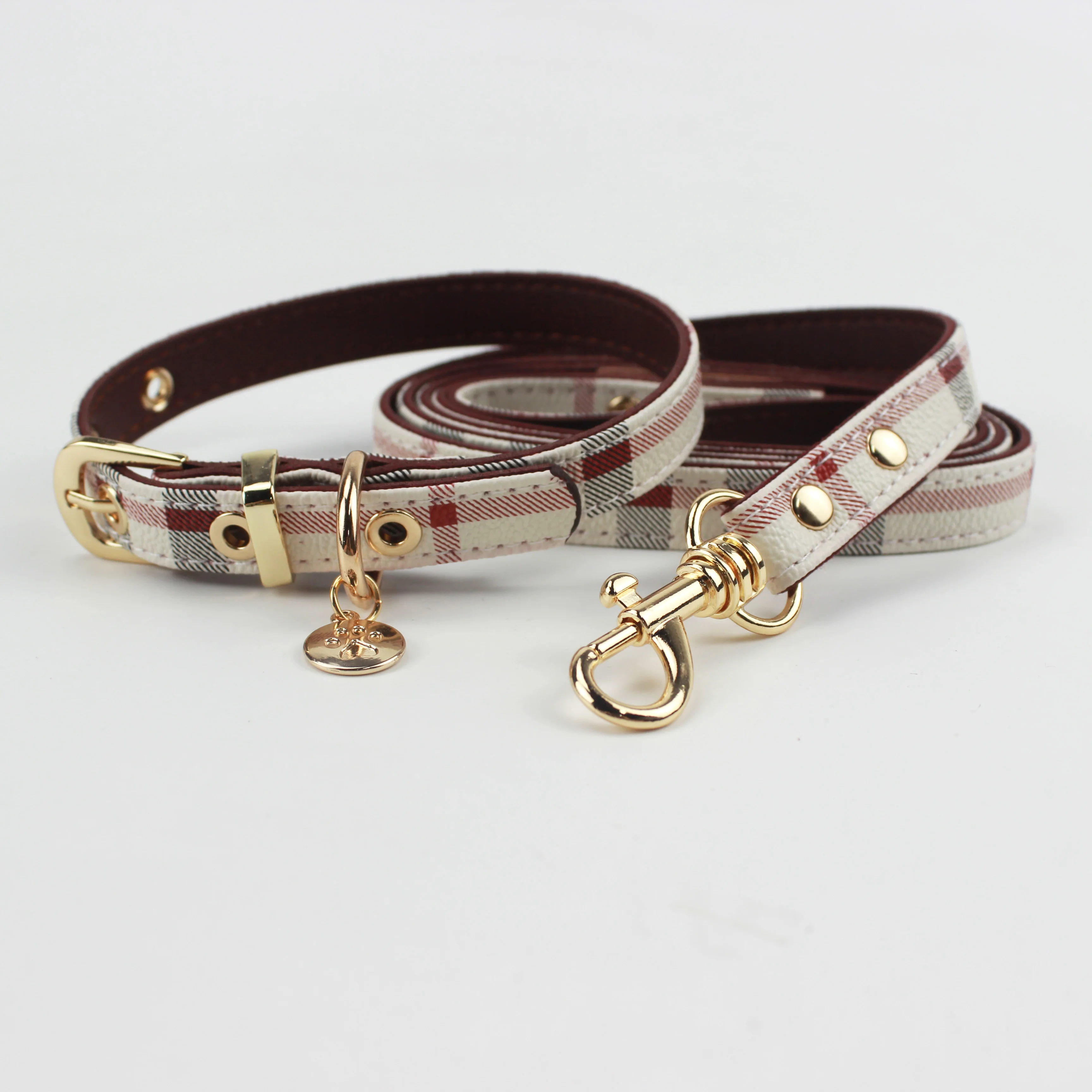 Verstellbares Streifenhalsband für Hunde, Haustierhalsband und Leine-Set, modisches Leder, Heimtierbedarf, Halsbänder für mittelgroße Hunde, Geschenk für Welpen – Detail 3