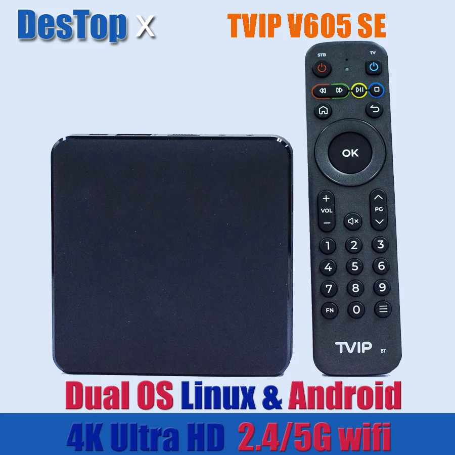 1PC Mini Set Top Box TVIP 605se 605 se Box Linux 4.4 Doppio Sistema support H.265 1920x1080 3840x2160 Quad Core TVIP605 HOT SALE