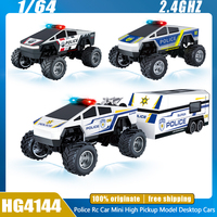 New Police Rc Car 1:64 Metal Rc Car Mini High Simulation Pickup Model Desktop Cars With Light 2.4G Holiday Gifts Boy Toy