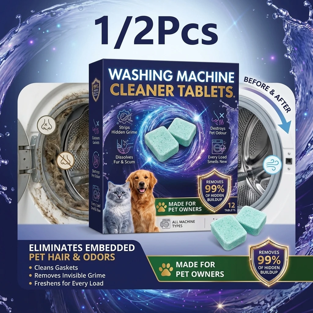1/2Set 12pcs Washing Machine Descaler Tablets Washing Machine Cleaner Pet Hair Washer Stain Remover For Pet Parents Animal Lover