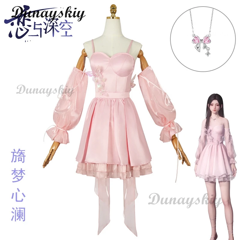 الحب والفضاء العميق البطلة تأثيري حلي شعر مستعار فستان وردي حلو كم قلادة هالوين كرنفال امرأة مخصصة