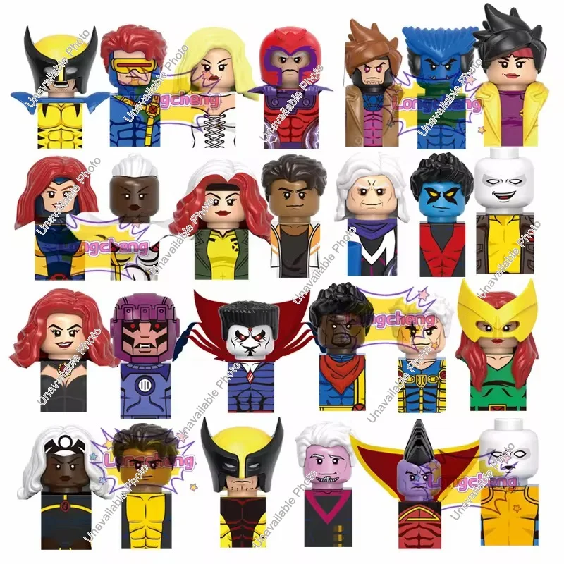 Bloques de Construcción de Juguetes de Héroes de Marvel, Mini Juguetes de Ladrillos, Gambit, Beast, Storm, Sabretooth, Jubilee, Muñecos para Armar, Juguetes, Regalos para Fiestas