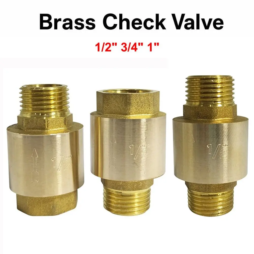 Durable BSPT Thread Brass Check Valve Male To Mal 1/2