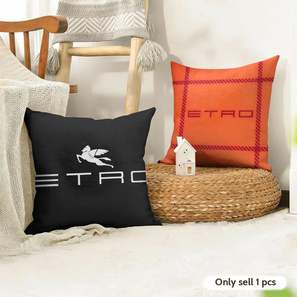 Fashion E-ETRO Cushion Cover Natural Linen Organic Fabric Double-Sided Printing Sofa Home Decor Gift Pillow Case