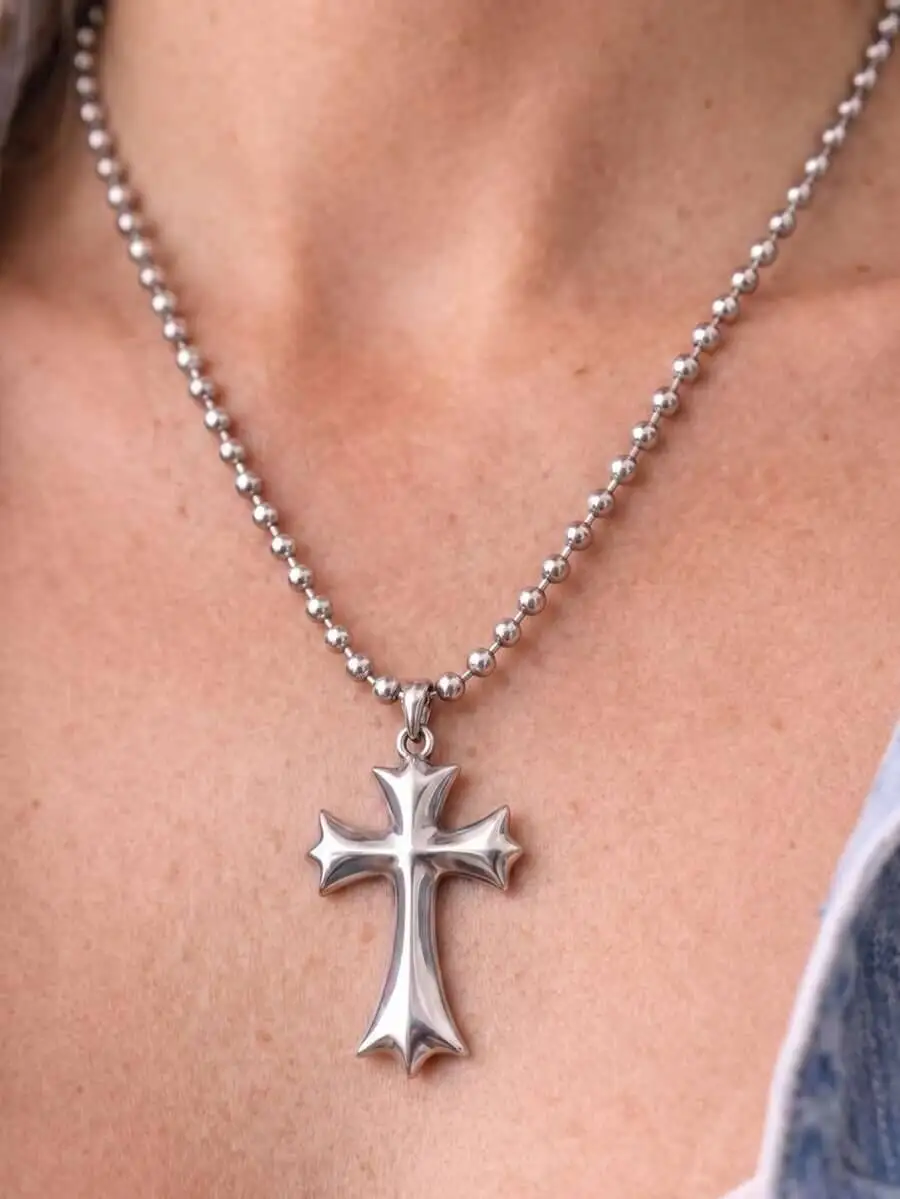 1pc Fashionable Punk Style Cross Pendant Necklace Suitable For Women's Daily, Party, Music Festival Wear