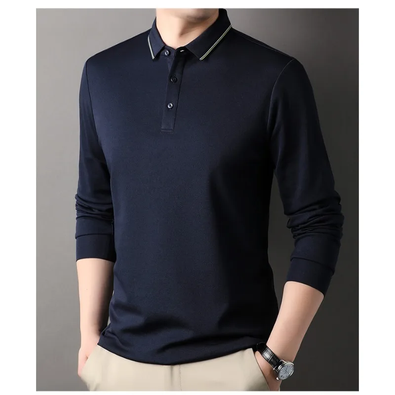 

Polo Shirt And T Shirts For Men Long Sleeve Cotton Blend Lightweight Stretch Classic Design Solid Color Top